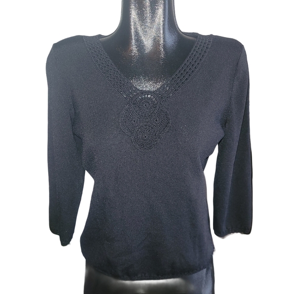 Nygard Collection Black Cropped Sleeve Sweater M - Picture 1 of 7